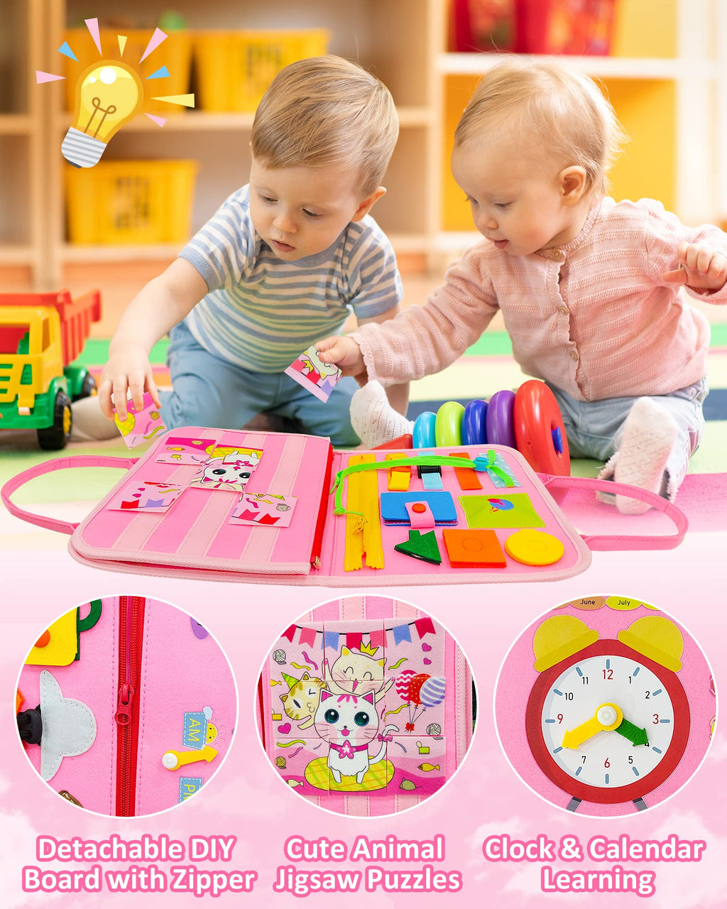 Board Toys for Toddler Girls & Boys Birthday Gifts, Sensory Toys for Toddlers, Educational Travel Toy, Preschool Activities for Learning Fine Motor Skills