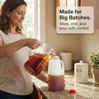 KitchenDine Plastic Milk Bottles, 64 Oz HDPE Material, Juice Bottles with Red Tamper-Evident Caps, Set of 6, Clear bottle with Red cover (6)