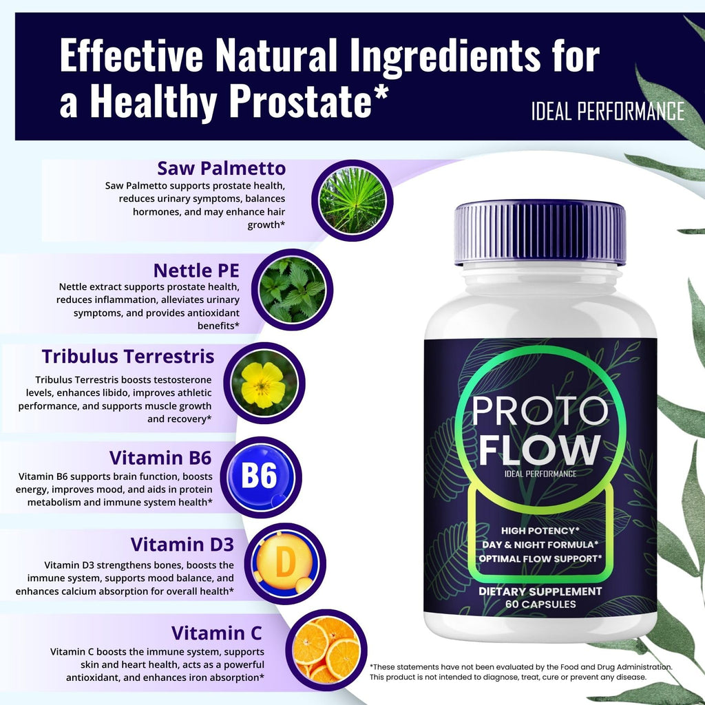 Proto Flow for Prostate Capsules, ProtoFlow Supplement Prostate Support Pills - Maximum Strength, ProtoFlow Advanced All Natural Formula, Proto Flow Prostate Health Men Pills Reviews (2 Pack)