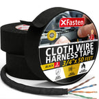 XFasten Wire Harness Tape, 3/4-Inch x 50-Foot (3-Pack), High Temp Wiring Loom Harness, Self-Adhesive Felt Cloth Electrical Tape for Automotive Engines, Noise Dampening, and Cable Protection