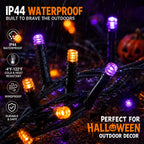 DAZZLE BRIGHT Halloween 300 LED String Lights, 100FT String Lights with 8 Lighting Modes, Halloween Decorations for Party Carnival Supplies, Outdoor Yard Garden Decor (Purple & Orange)