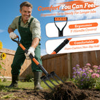 Garden Fork for Digging, 4-Tine Pitch Fork with Foot Step, Ergonomic Y-Handle & Comfortable Grip, Lightweight Durable Pitchfork for Soil Loosening, Compost, Mulch, Weeding & Potato Harvest - 43 Inches