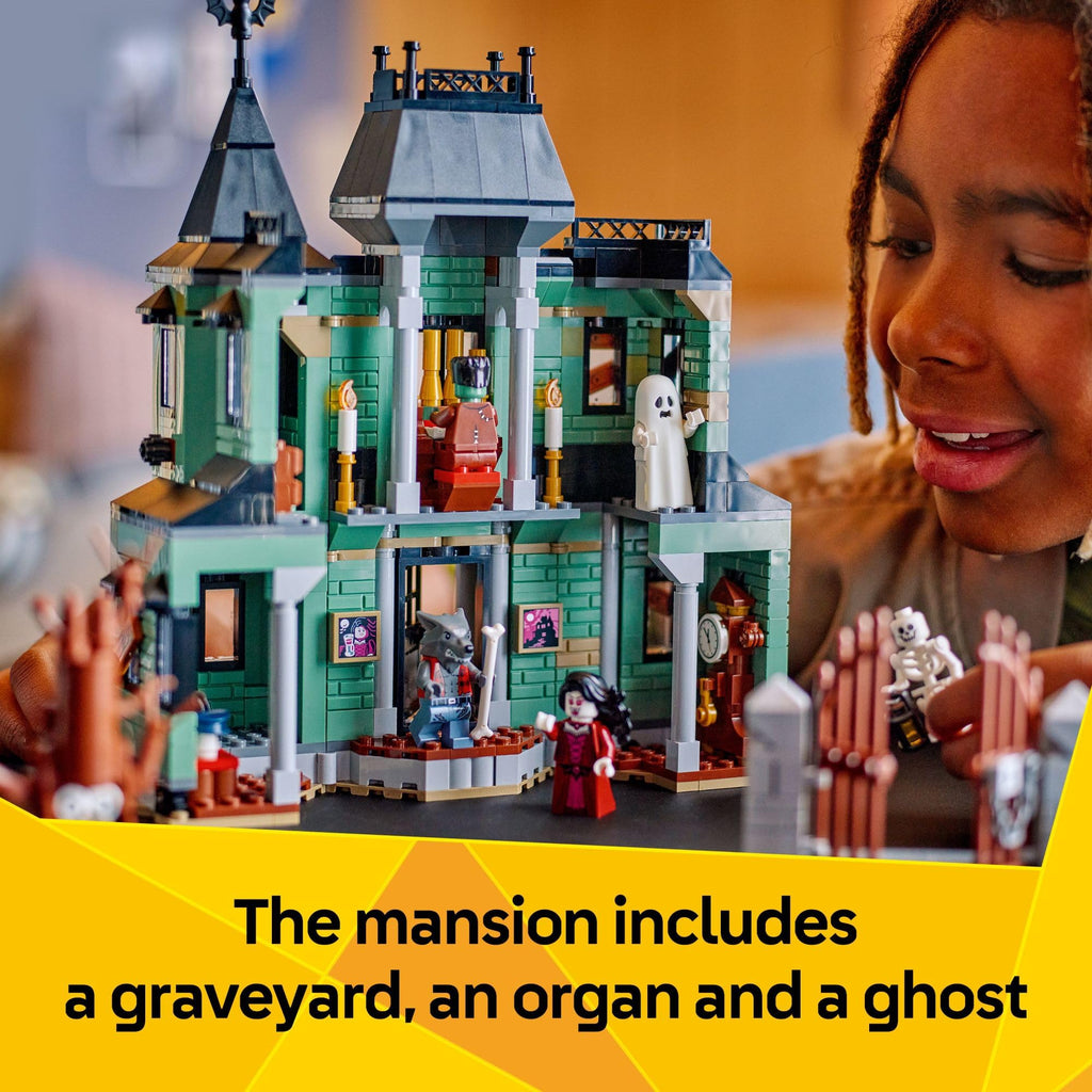 LEGO Creator 3 in 1 Haunted Mansion Building Toy for Kids - Halloween Building Blocks & Learning Toy for Girls & Boys, Ages 9+ - Build a Haunted House, Train, or Ship - Gift for Birthdays - 31167