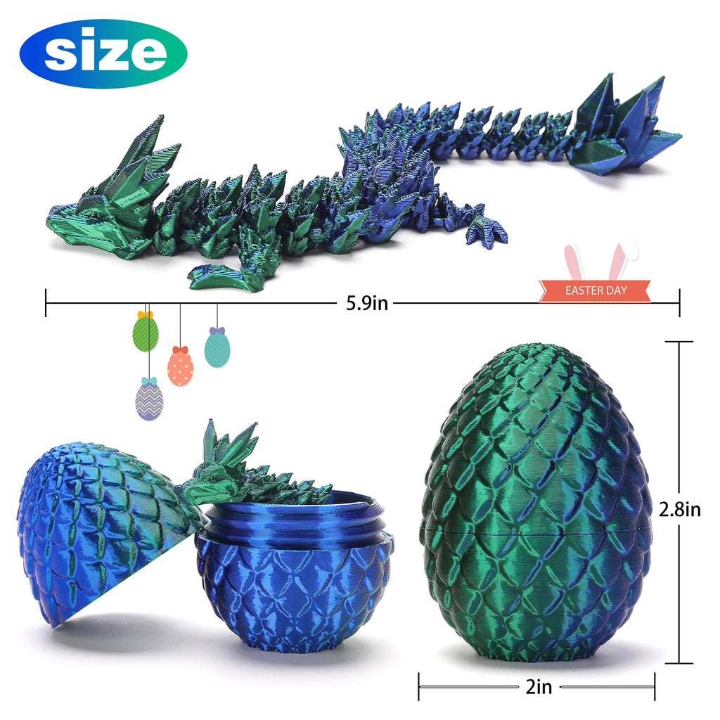 4PCS 3D Printed Dragon Eggs, 3D Printer Articulated Crystal Dragon Toys for Kids, Cool Dinosaur Eggs Fidget Toys for Teens, Stocking Stuffers for Kids, Easter Christmas Birthday Gifts for Boys Girls