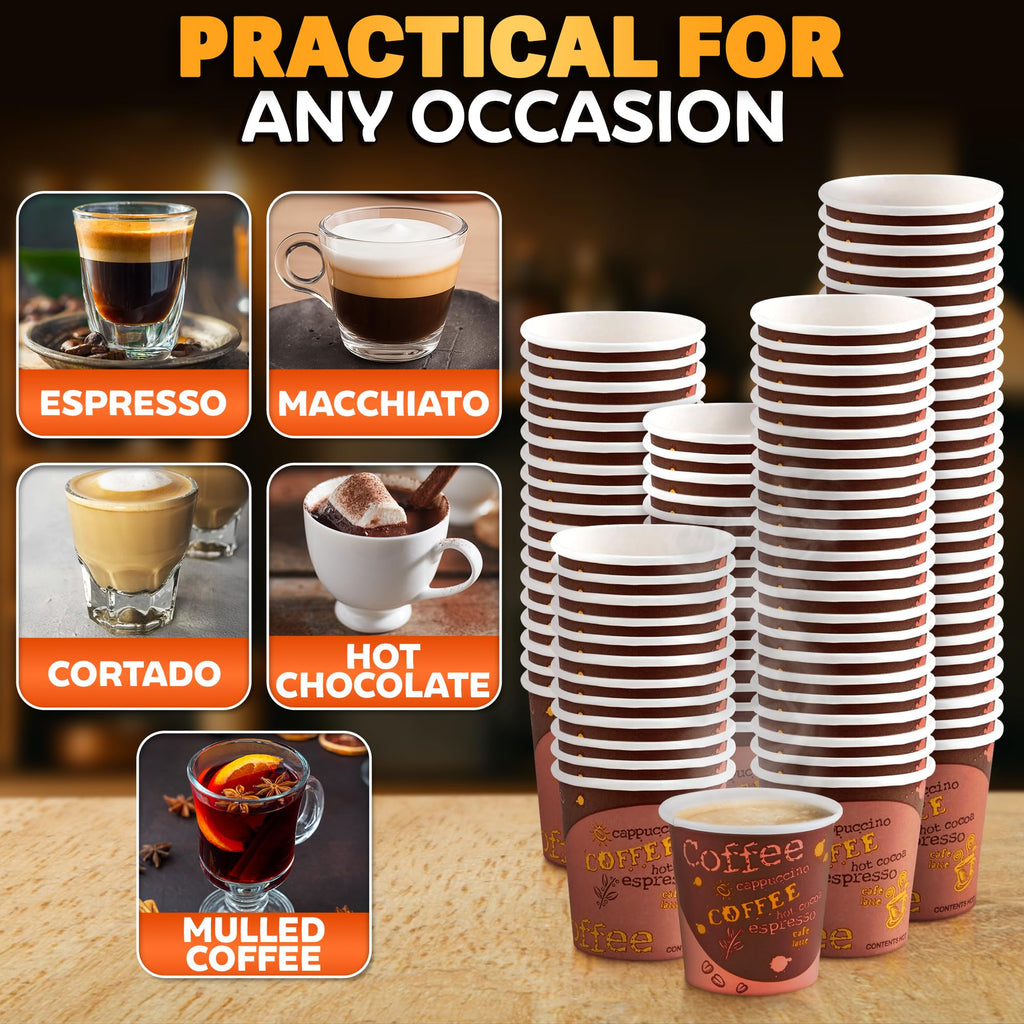 Reluen 200 Pack 3 Oz Disposable Espresso Cups, Paper Cups for Hot Drinks