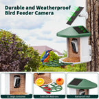 HARYMOR Smart Bird Feeder with Camera - AI Identify Birds Species, Solar Powered Bird House with Cam, 2L Large Capacity, 2K HD Video Live Stream, Instant Arrival Alerts - Green
