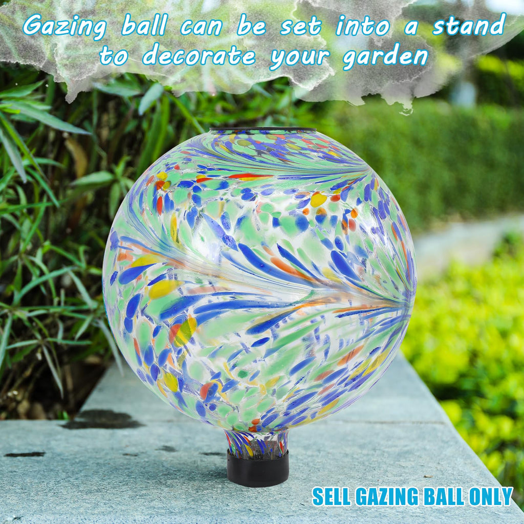 VCUTEKA Solar Gazing Ball, Glass Garden Globes for Outdoor Yard Decor, 10“