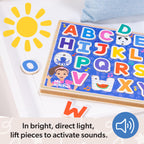 Melissa & Doug® Ms. Rachel™ Wooden Phonics Alphabet Sound Puzzle with Light-Activated Sound Effects, 24-Piece Toddler Toys for Boys and Girls Ages 2+ Years - FSC Certified