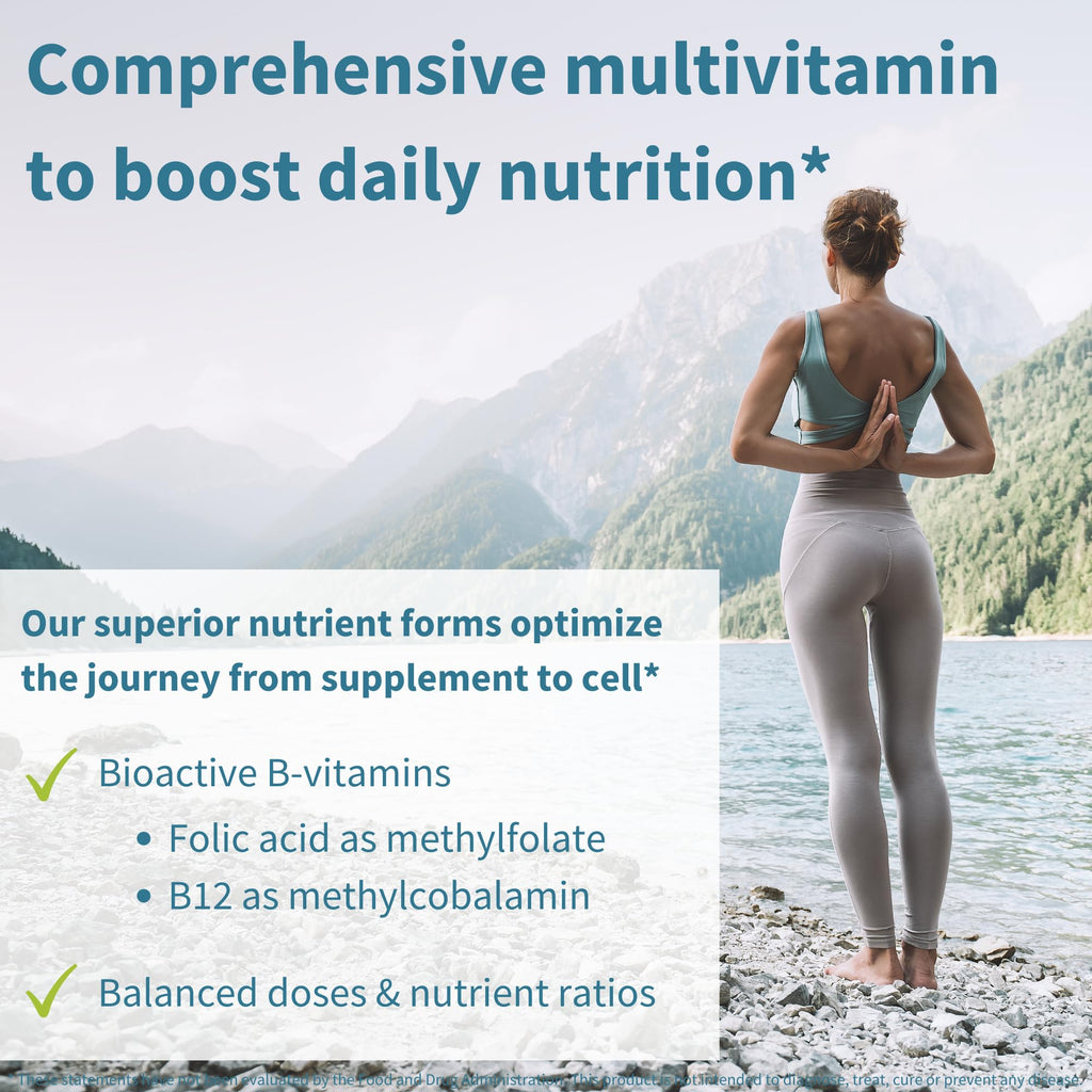 Igennus High Potency Methylated Multivitamin for Women with Gentle Iron, 5-MTHF Folate & Methylcobalamin B12, Pure & Clean, Sustained Release, Active B-Complex & K2 MK-7, Non-GMO, 180 Vegan Tablets