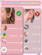 CASSIECA 16Pairs Hypoallergenic Screw Back Earrings for Girls Stud Earrings