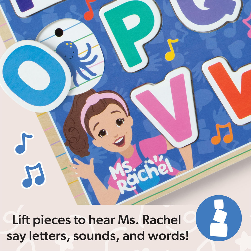 Melissa & Doug® Ms. Rachel™ Wooden Phonics Alphabet Sound Puzzle with Light-Activated Sound Effects, 24-Piece Toddler Toys for Boys and Girls Ages 2+ Years - FSC Certified