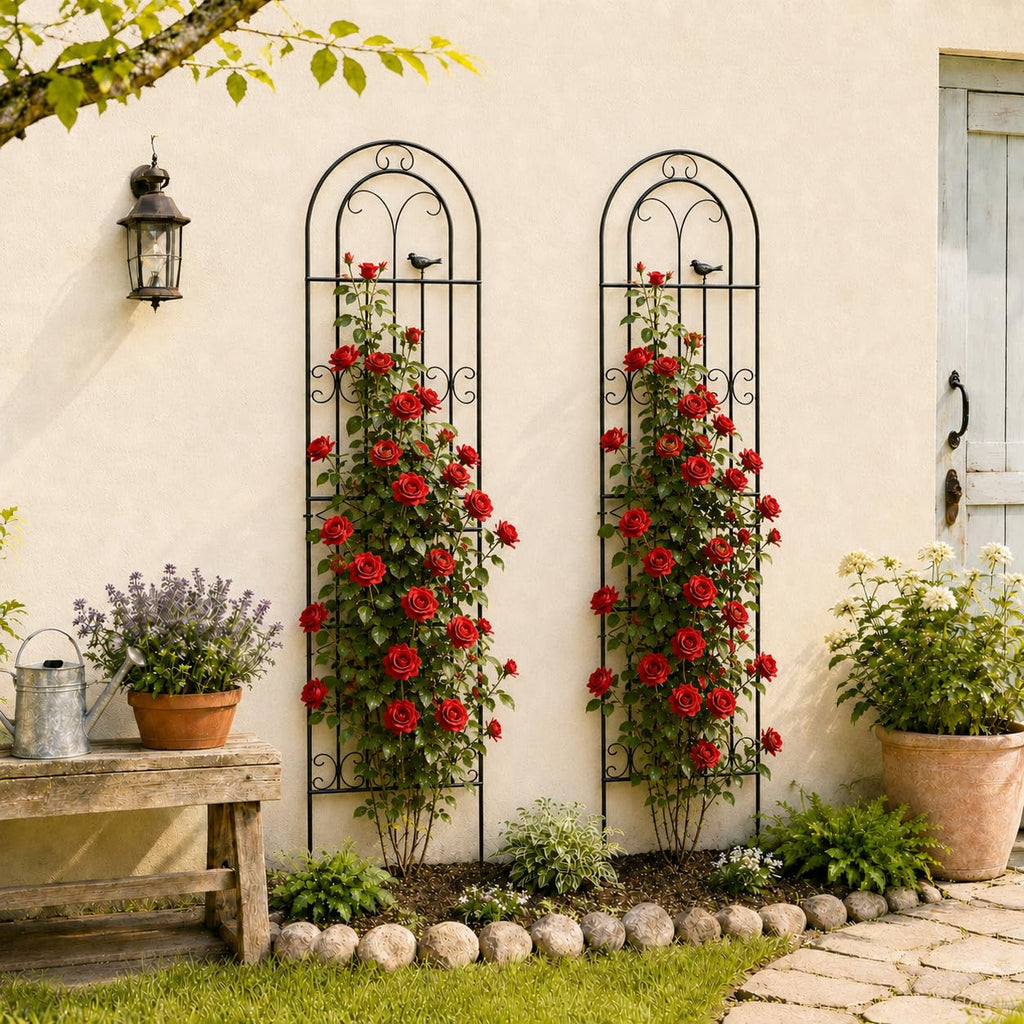 2 Pack 78.7" x 19.6" Iron Arch Decoration Garden Trellis, Metal Climbing Plant Trellis for Heavy Vines, Roses, Flowers, and Vegetables, Perfect for Gardens, Lawns.