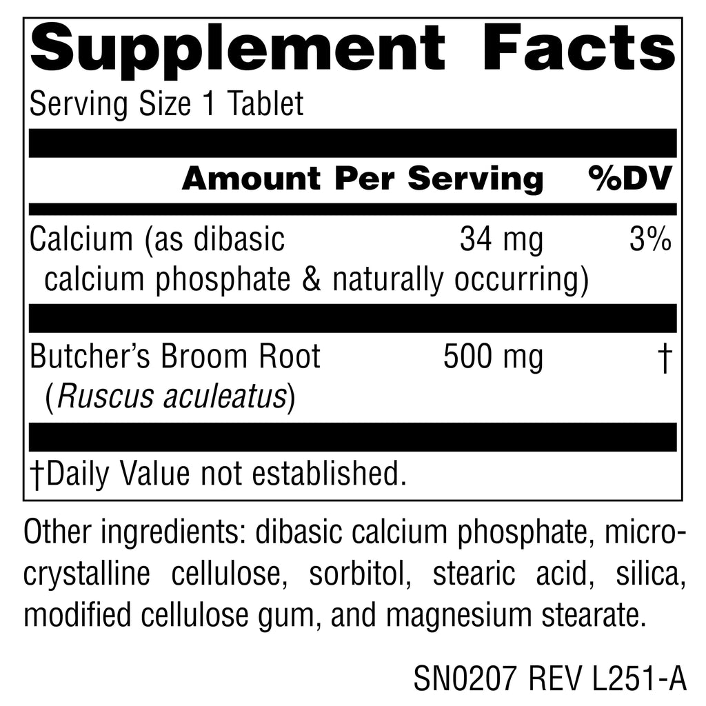 Source Naturals Butcher's Broom Dietary Supplement - Ruscus Aculeatus - 250 Tablets
