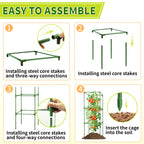 SORANGEUN 3 Pack Square Tomato Cages for Garden - 42 Inch Heavy Duty Tomato Plant Support Stakes, Sturdy Metal Core with Rust-Resistant Coating, Tomato Trellis for Raised Beds