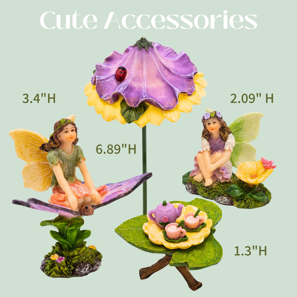 PRETMANNS Fairies for Fairy Garden Accessories Outdoor Kit, 7 Pieces