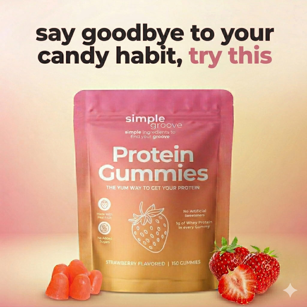 simple groove Protein Gummies|1g Whey Protein per Gummy | Healthy Snacks | Essential Amino Acids | Healthy Gummy Candy | Gummies for Women Men Kids