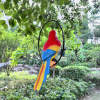 Lifelike Parrot Garden Statues Hanging Decor Ornaments Figurines Sculpture for Patio Lawn Yard, Blue Tail