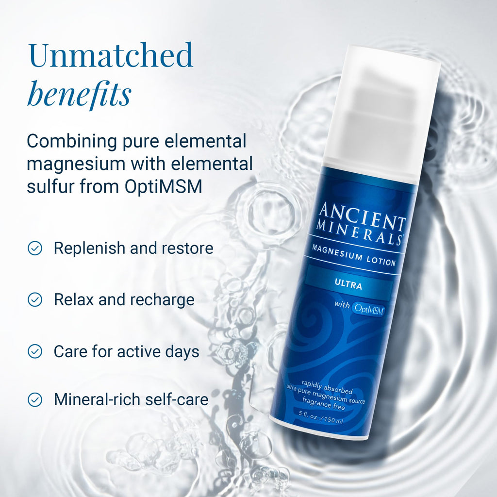 Ancient Minerals Magnesium Lotion Ultra with MSM Pure Genuine Zechstein Magnesium Lotion for Topical Application (5oz)