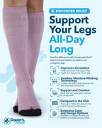 Doctor's Select® Bamboo Viscose Light Compression Socks for Women & Men - 3 Pairs, Knee High Comfort and Support, 8-15 mmHg Compression Socks Women, Gray, Blue, Rose