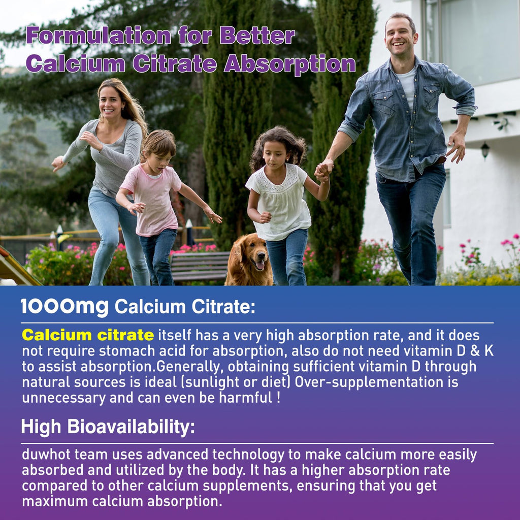 Calcium Citrate Gummies, Chewable Calcium Citrate 1000mg for Bone, Muscle & Immune Support, Ultimate Absorption Calcium Supplements for Women & Men, Blueberry, 120 Chews