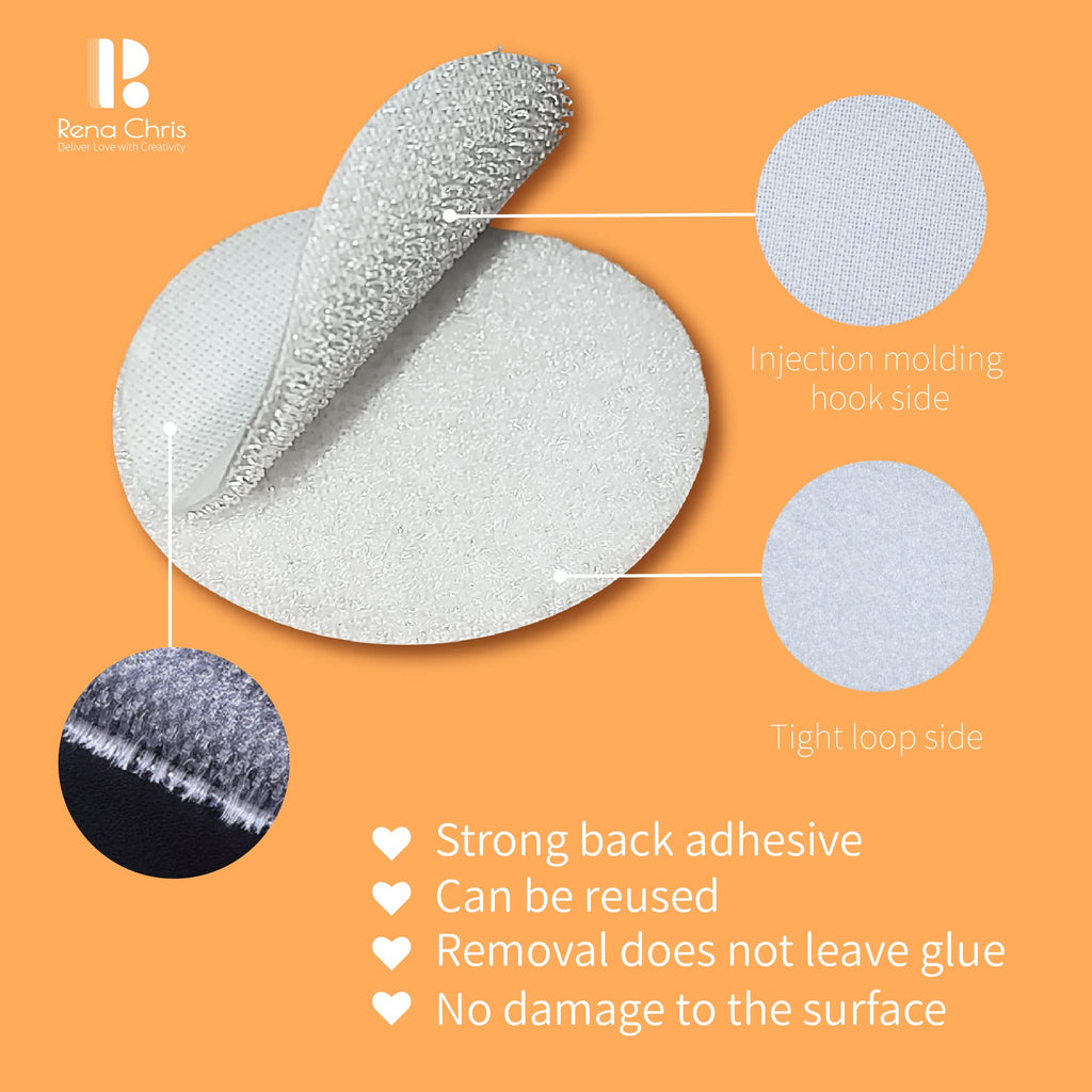 Self Adhesive Dots, Strong Adhesive 1000pcs (500 Pairs) 0.59" Diameter Sticky Back Nylon Dots, Hook & Loop Dots with Waterproof Sticky Glue Tapes, Very Suitable for Classroom, Office, Home (White)