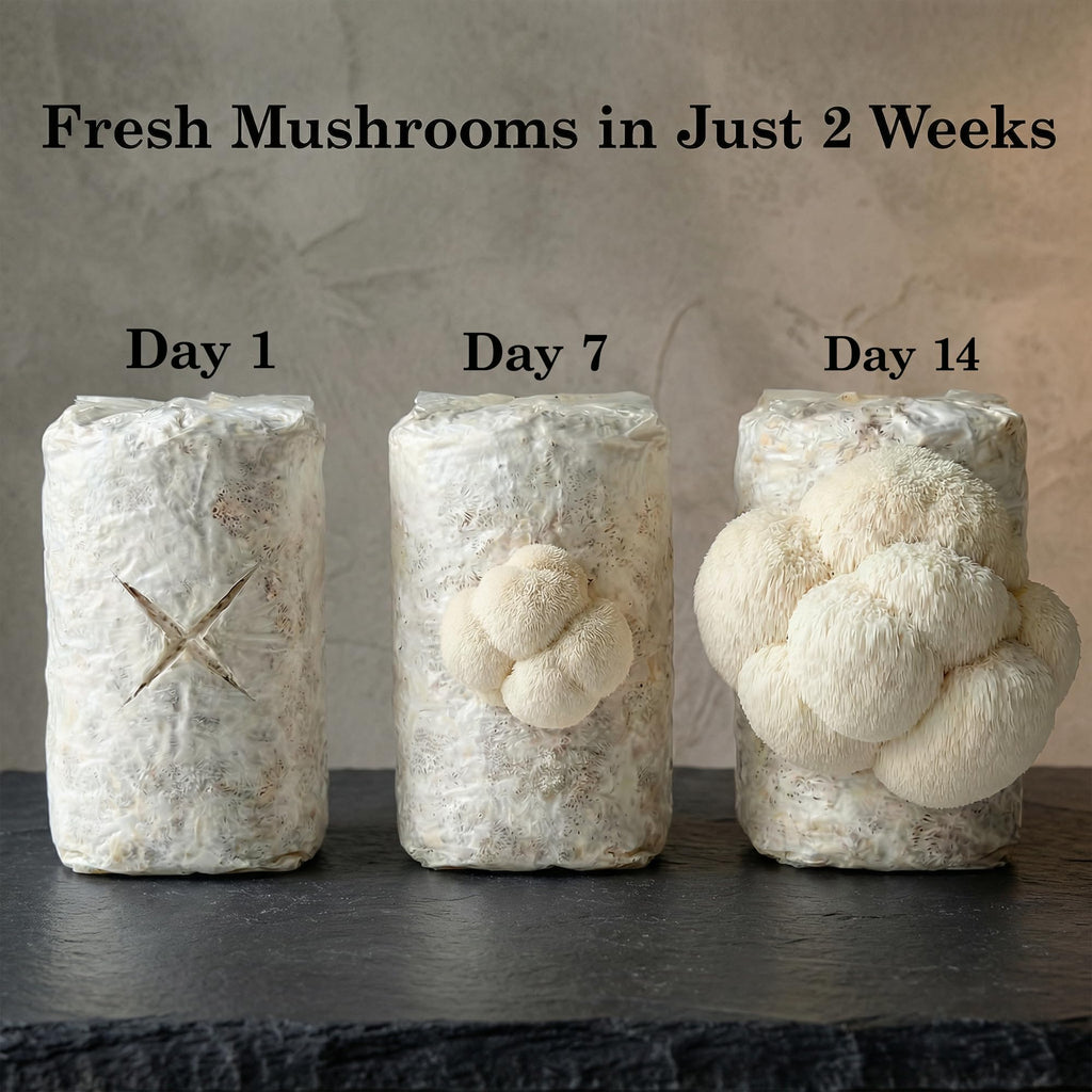 Organic Mushroom Growing Kit, Lion's Mane Mushroom Grow Kit with All Accessories, Grow Fresh Edible Mushrooms Indoor, USDA Certified Organic, Non-GMO, Easy to Grow at Home