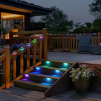 Herzila 12 Pack Solar Deck Lights, RGB Color Changing Christmas Solar Fence Lights, Waterproof Step Lights for Outside, Step, Fence, Deck, Stair, Pool and Yard