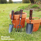 RESTMO Gardening Tools Set, 3-in-1, Carbon Steel, Wooden Handle, Brown