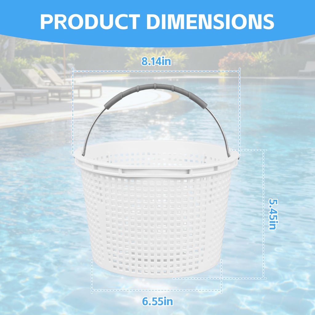 FSQLB 8" Pool Skimmer Basket Replacement for Waterway 542-3240 Renegade Skimmers | Built-in Weight, 316 Stainless Steel Handle with Rubber Grip (1 Pack)