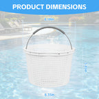 FSQLB 8" Pool Skimmer Basket Replacement for Waterway 542-3240 Renegade Skimmers | Built-in Weight, 316 Stainless Steel Handle with Rubber Grip (1 Pack)