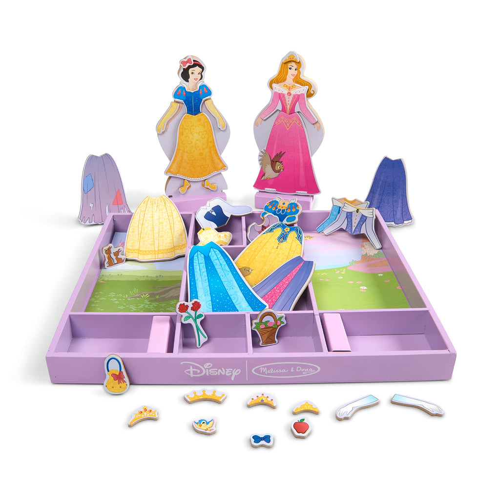 Melissa & Doug Disney Sleeping Beauty and Snow White Magnetic Dress-Up Wooden Doll Pretend Play Set (40+ pcs)