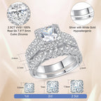 AVECON 5CT Princess Cut Engagement Wedding Ring Set for Women, Size 7