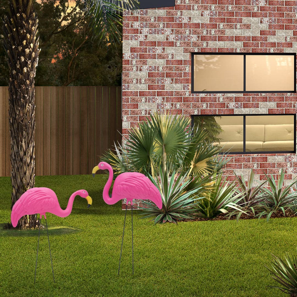 4E's Novelty 2 Pink Flamingos Yard Decorations - Extra Large 24" Flamingos Yard Ornaments - Pink Flamingos for Yard Sculptures & Statues - Lawn Flamingos Outdoor Garden Decor, Weather Resistant