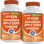 5-in-1 Ceylon Cinnamon Powder Extra Strength – Organic Ceylon Cinnamon Capsules with Turmeric, Apple Cider Vinegar, Korean Ginseng & BioPerine for Metabolism & Energy Support Pills (120 Ct, 2 Pack)