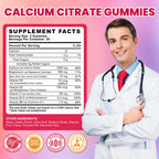 Calcium Citrate Gummies - 1200mg Calcium Gummies Supplements for Women & Men with Vitamin D3, K2, Magnesium, Zinc High Absorption for Bone, Muscle & Immune Support, Fruit Flavor, 60 Count