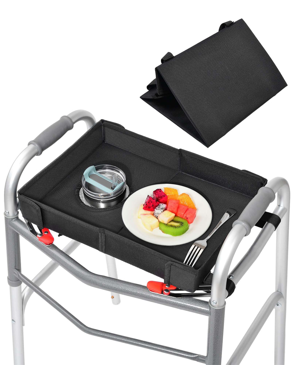 FANGSUN Walker Tray with Cup Holder, Lightweight Detachable Mobility and Walker Accessories Table for Senior, Rollator Tray for Rolling Folding Rollator, Easy Assembly