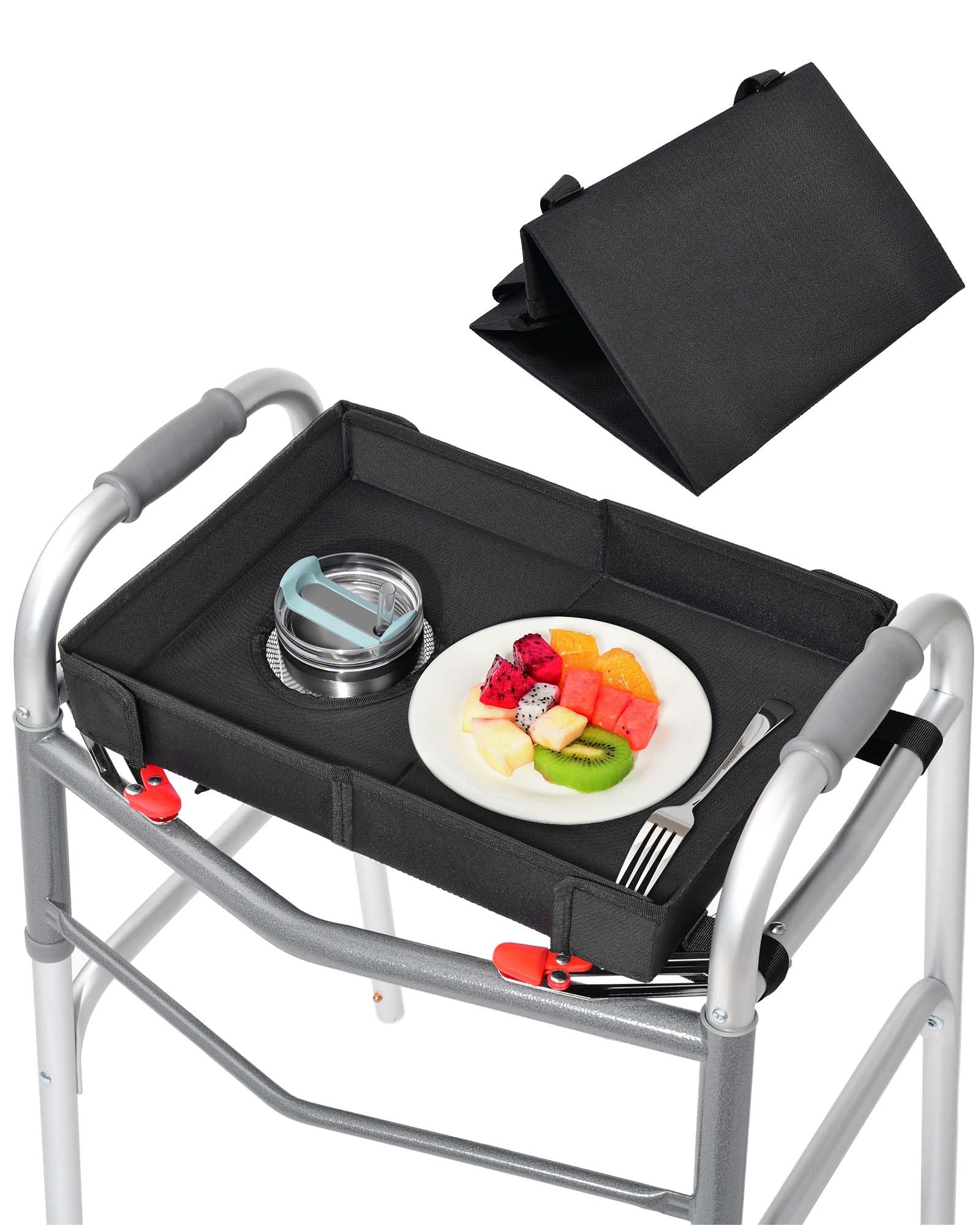 FANGSUN Walker Tray with Cup Holder, Lightweight Detachable Mobility and Walker Accessories Table for Senior, Rollator Tray for Rolling Folding Rollator, Easy Assembly
