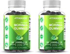 Vitamatic Sugar Free Moringa Gummies – 10,000 mg Equivalent per Serving (from 200 mg of 50:1 Extract) – Green Superfood Supplement – 60 Pectin-Based Vegan Gummies – No Sugar Added (Pack of 2)