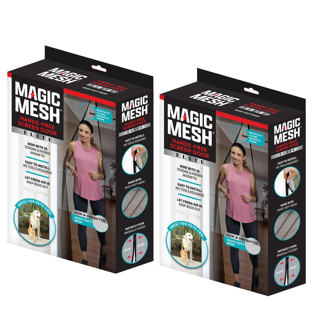 Magic Mesh Elite | Magnetic Screen Door, Heavy Duty, Magnetic Closure, Door Net, Patio Screen, Sliding Door Screen, Bug Screen for Doorways, Kid & Pet Friendly | Size 39" x 83" (Pack of 2)