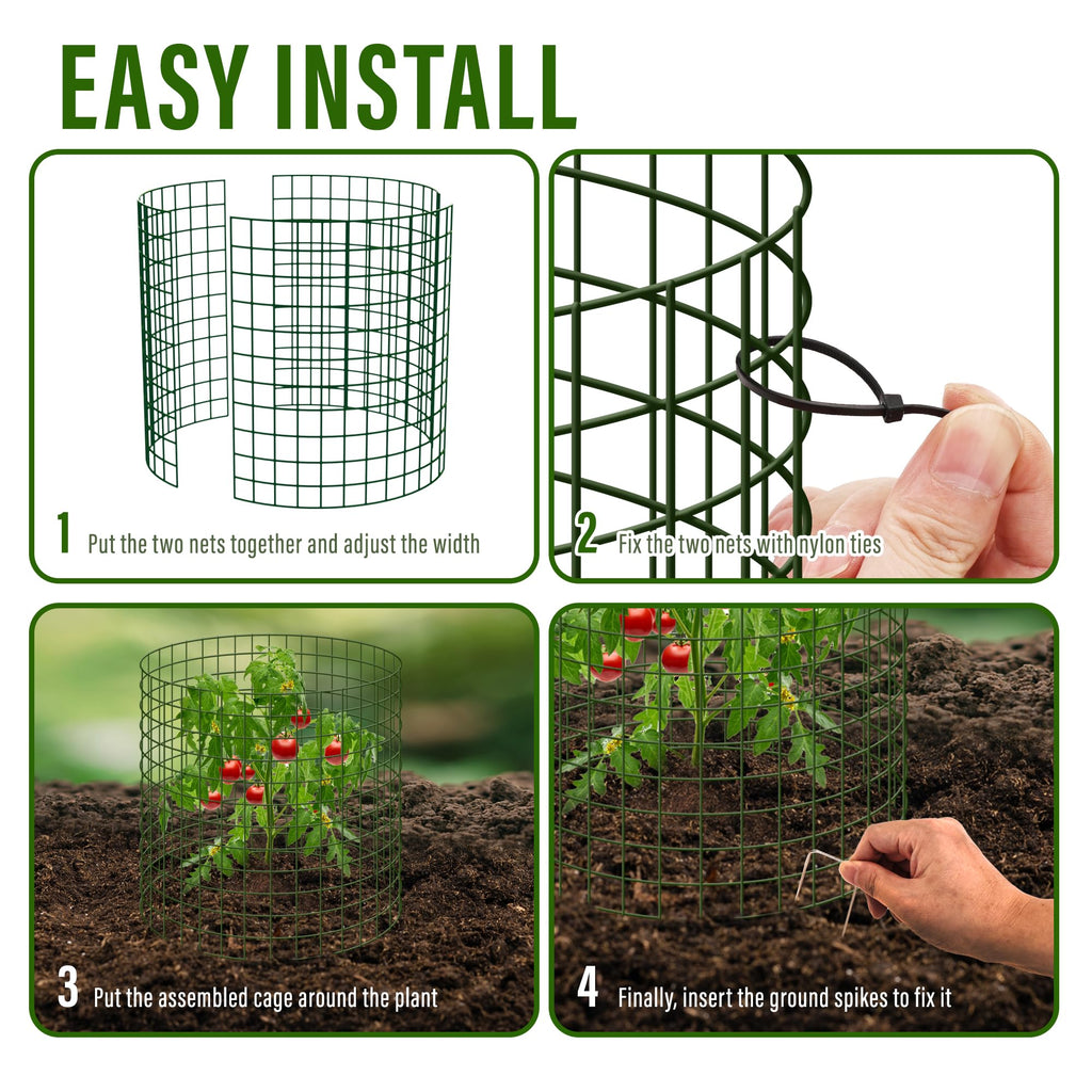 Warmfarm DIY Metal Plant Protectors from Deer, Garden Fencing Animal Barrier Size 11.8 * 15.7 inches, Mesh Plant Cage Chicken Wire Cloche for Plants with Stakes and Nylon Cables