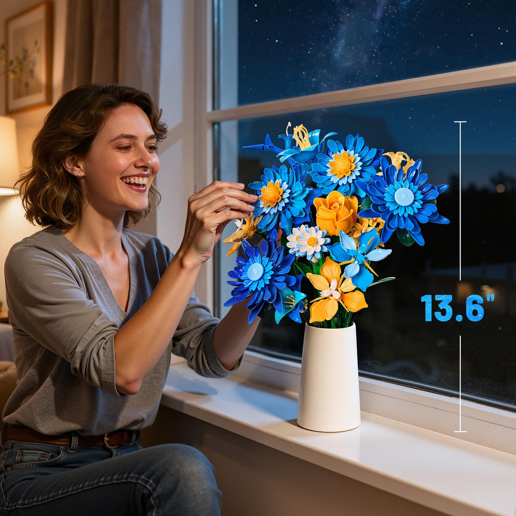 EWED Starry Flowers Building Set for Adults Compatible with Lego Botanicals