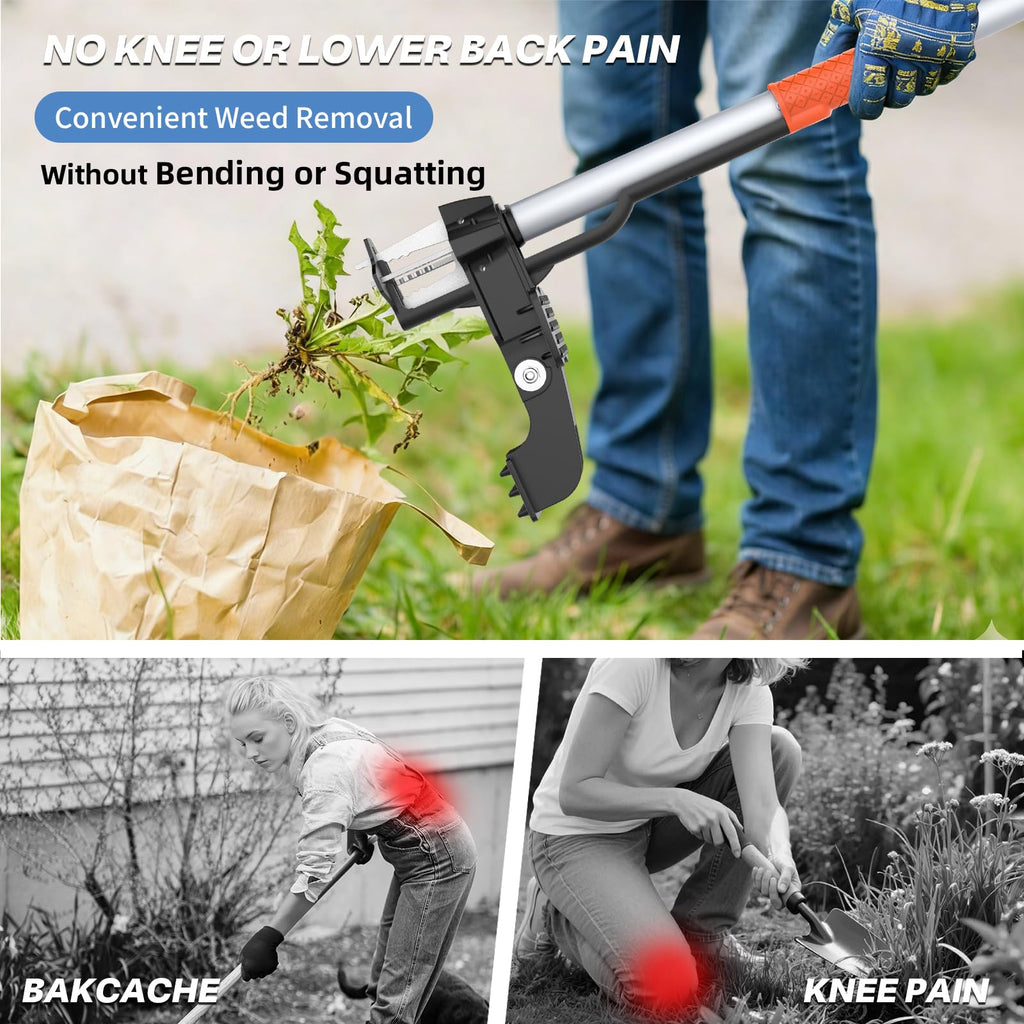 KXGBARN Stand Up Weed Puller Tool, Long Handle Garden Weeder with 4 Stainless Steel Claws, 39.3" Heavy Duty Weed Remover Tool for Lawn & Yard, Pull Weeds by Root Without Bending