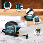 DURATECH Magnetic Tape Measure 12FT with Fractions 1/8, 2 Pack Retractable Measuring Tape, Easy to Read Both Side Measurement Tape, Magnetic Hook and Shock Absorbent Case for Construction, Carpenter