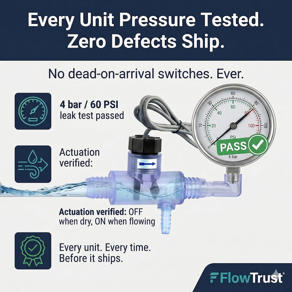 FlowTrust Hot Tub Flow Switch 2560-040 (Q-12DS-C2) – Replacement for Jacuzzi & Sundance Spa – Fixes FLO / FL1 / FL2 Error Codes – OEM Grade Plug & Play with Complete Install Kit
