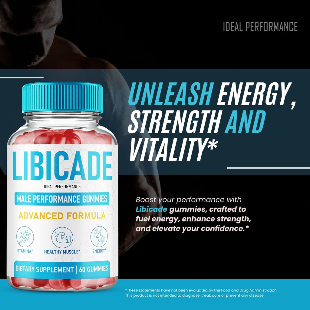 Libicade Gummies, Official Libicade Supplement Gummy for Men - Maximum Strength Performance, All Natural Support for Overall Health & Wellness, Advanced Libi Cade Health Reviews (60 Gummies)