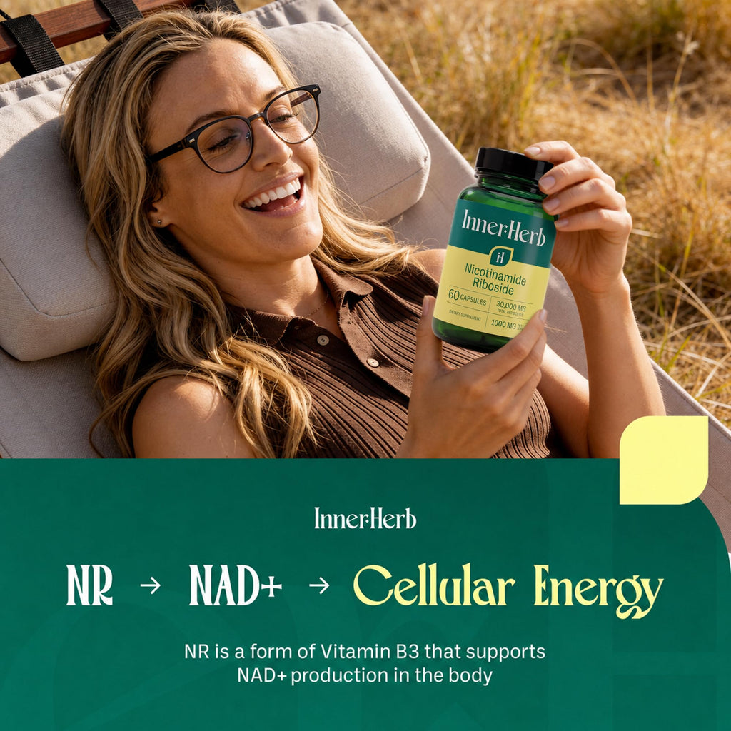 InnerHerb Nicotinamide Riboside (NR) 1000mg | Vitamin B3 Derivative | Single Ingredient | 60 Vegan Capsules | Unflavored | 2 Capsules Daily | 30-Day Supply
