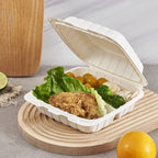 Jaluxing 8X8 3Compartment 50Pack Plastic Clamshell Take Out Food Containers, Heavy Duty To-go Disposable Lunch Box Restaurant Meal Prep Packaging Catering Hinged Container (Formerly FULING)