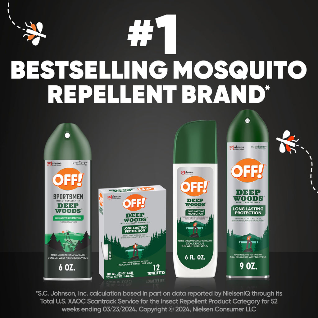 OFF! Deep Woods Sportsmen Insect Repellent Aerosol, Bug Spray Containing 30% DEET, Protects Against Mosquitoes and Ticks, 6 Oz, (Pack of 4)