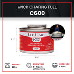 6 Pack Chafing Fuel 6 Hour Burn – Odorless, Smokeless & Spill-Proof Wick, 7oz Food Warmer Fuel for Chafing Dish Buffet Set & Catering Use, LeoLight