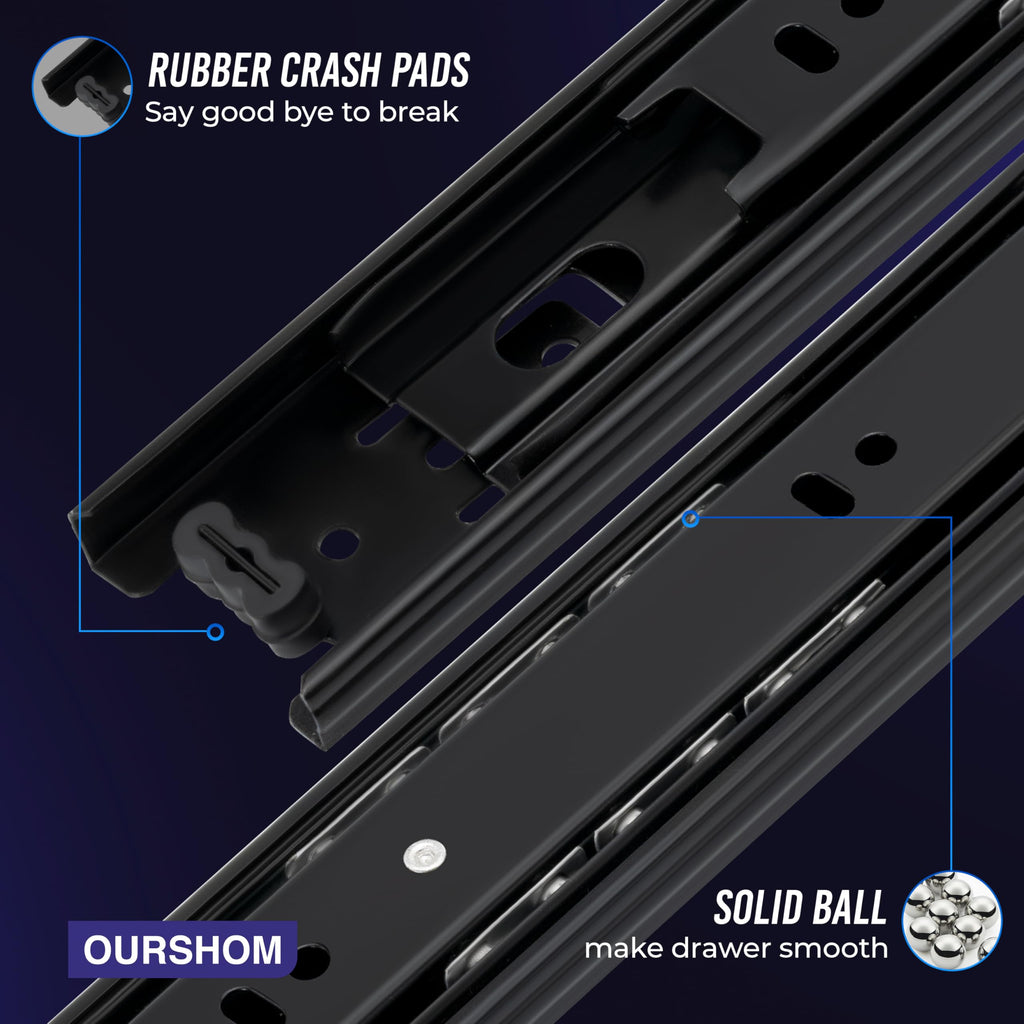 Ourshom 20 Inch Drawer Slides 1 Pairs (2pcs) Side Mount Rails - Heavy Duty Full Extension Ball Bearing – Drawer Slide Glides for Cabinet Kitchen, Dresser Runners - Draw Slides Sliders 100Lb Capacity